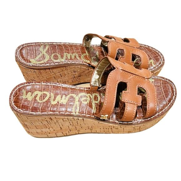 Sam Edelman Regis Leather Cork Wedges with Round Toe Size 8 - Picture 5 of 8